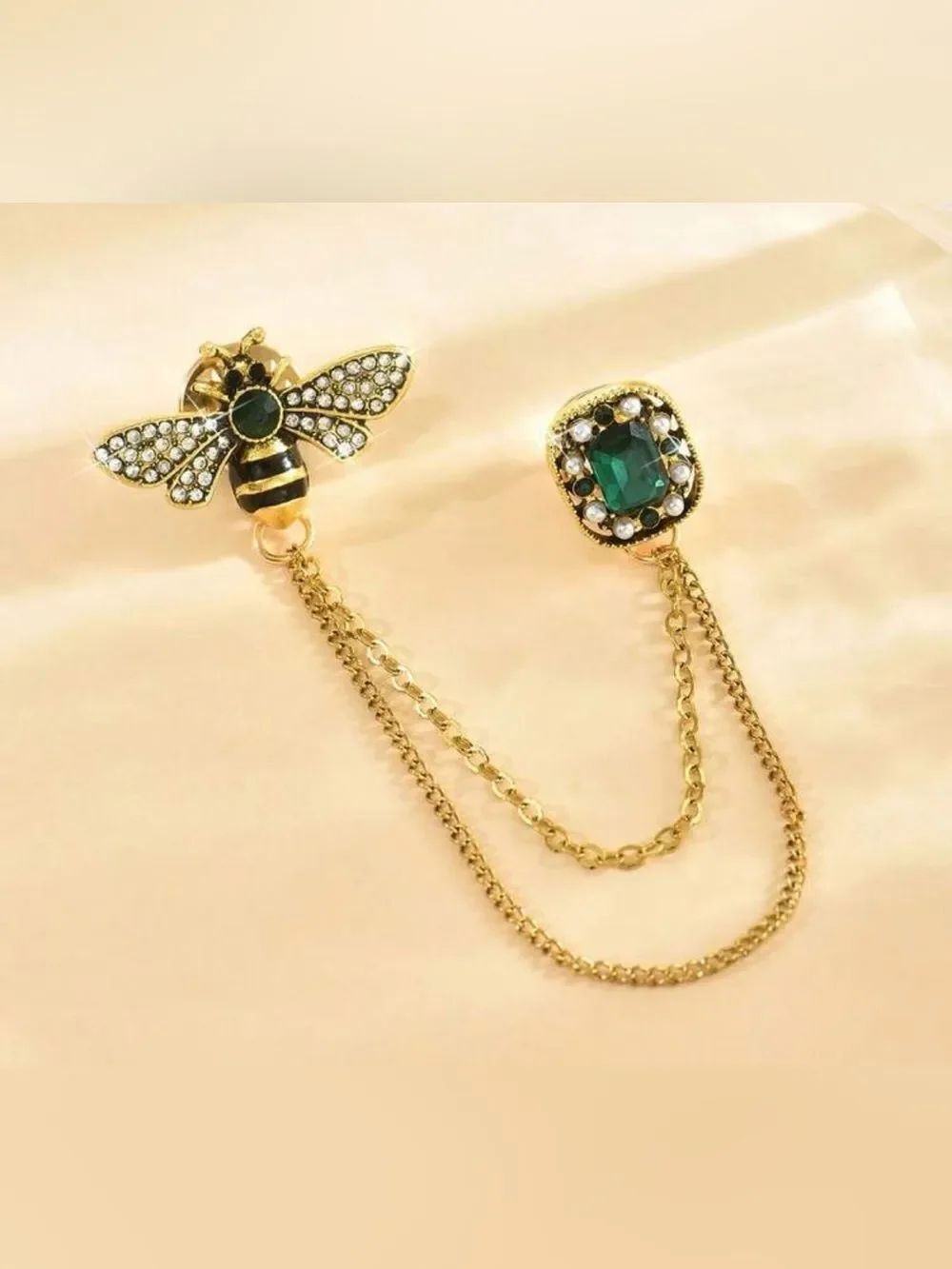 Gold Bee Double Pin Brooch N1502
